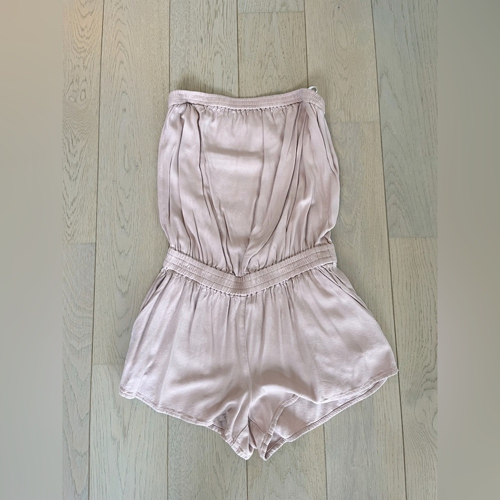 Aritzia Azure Skies Strapless Romper - Blush Pink